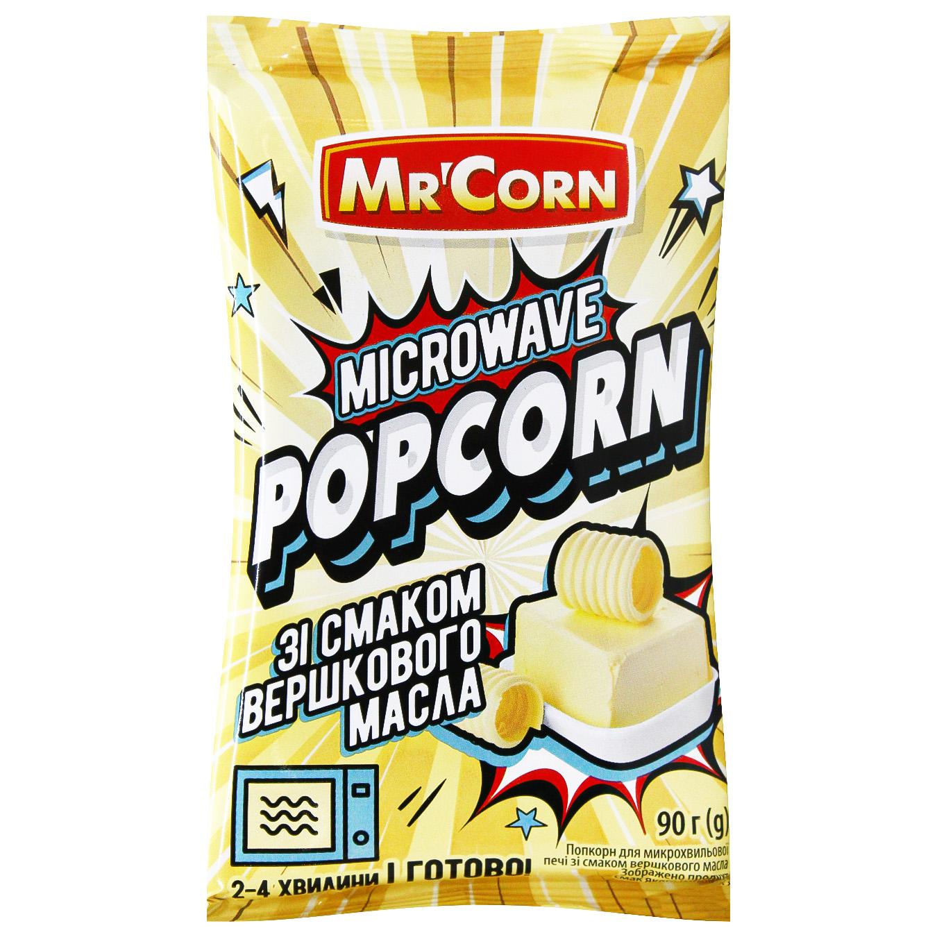 Попкорн Mr'Corn з маслом для мікрохвильової печі 90г — фото продукту