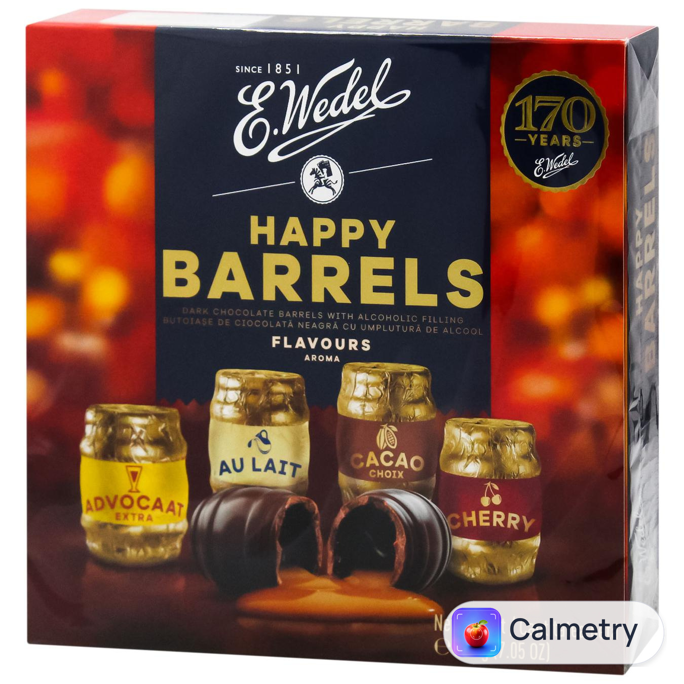 Цукерки E.Wedel Happy Barrels з алкогольною начинкою 200г — фото продукту