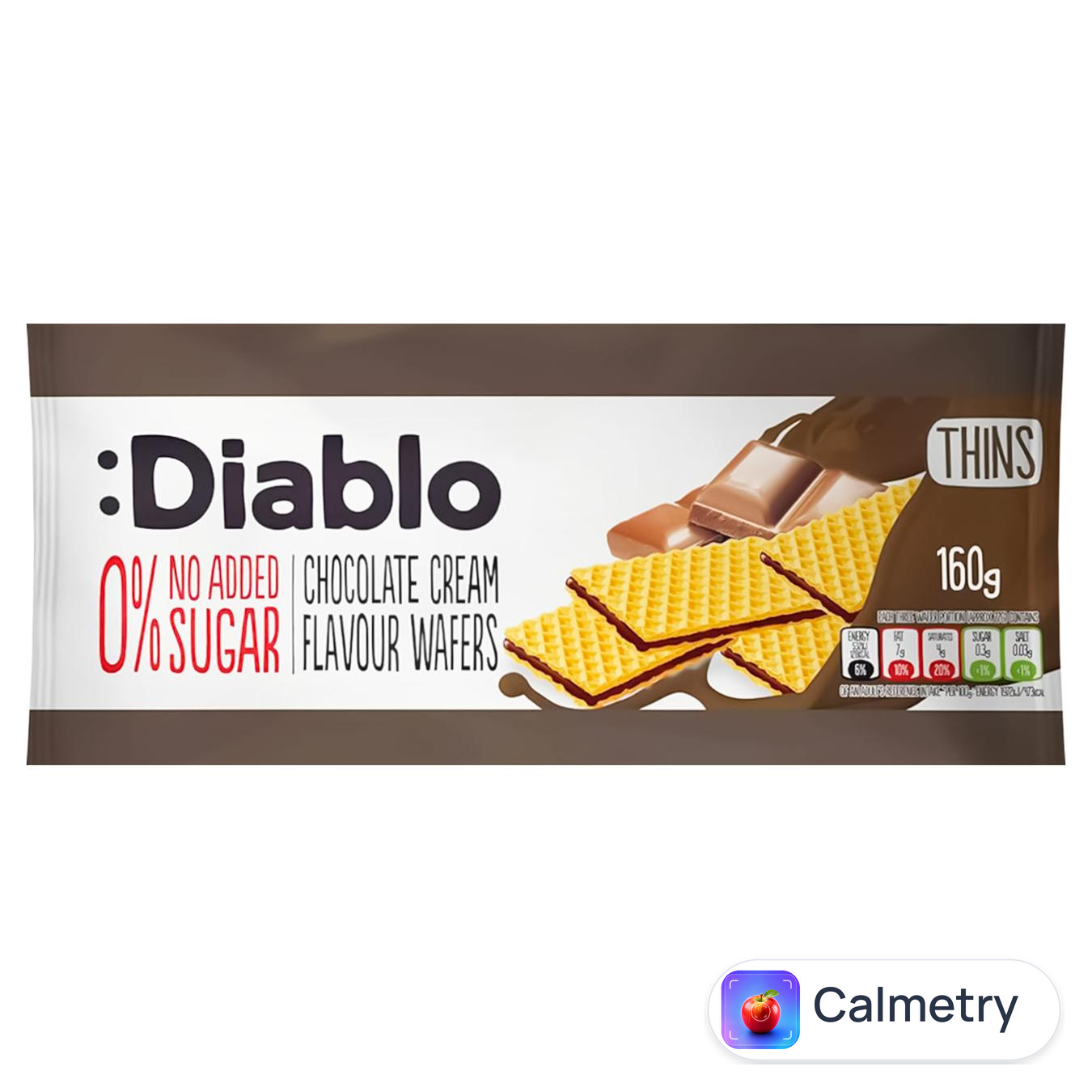Вафлі Diablo з начинкою зі смаком шоколаду без цукру 160г