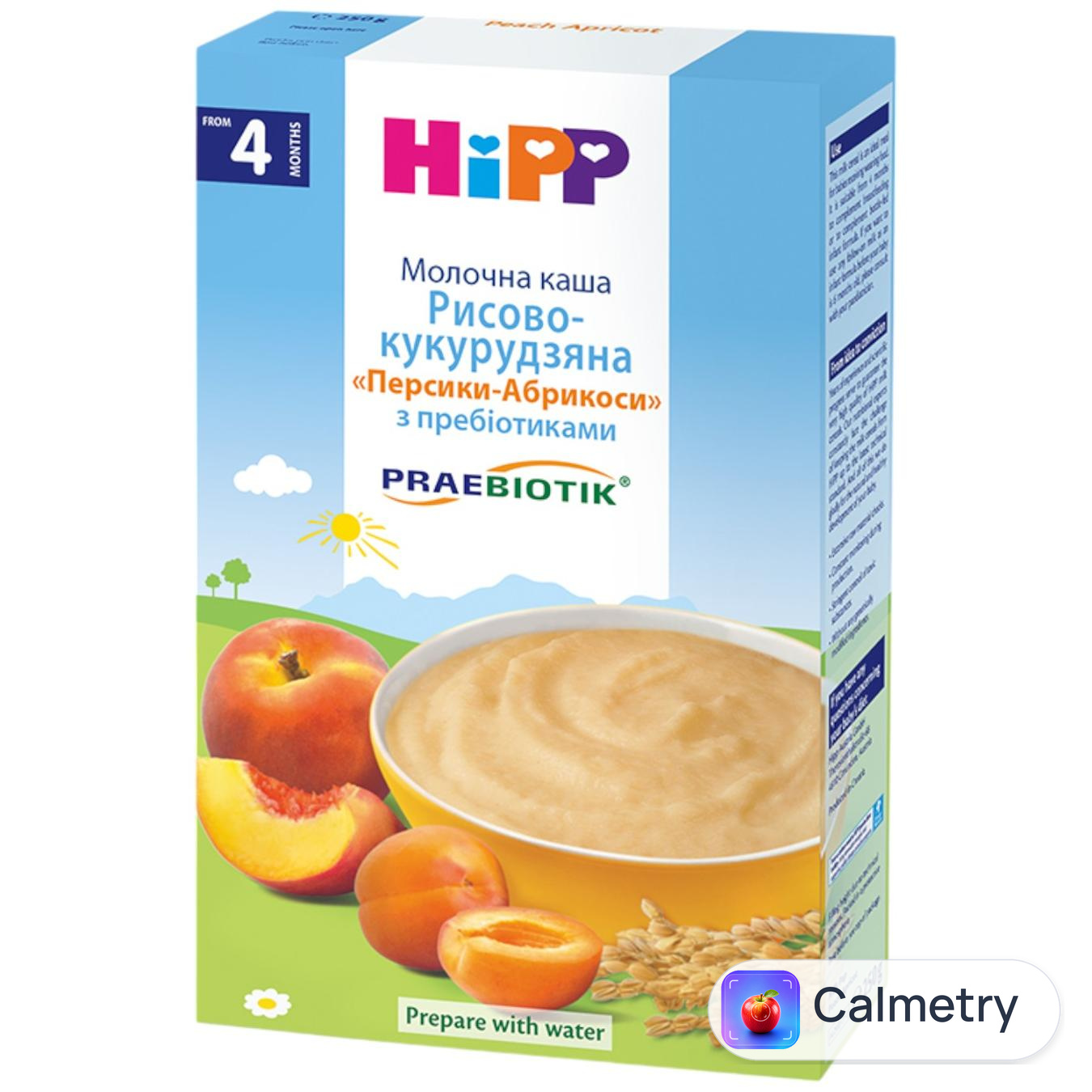 Каша молочна Hipp рисово-кукурудзяна з персиками та абрикосами 250г