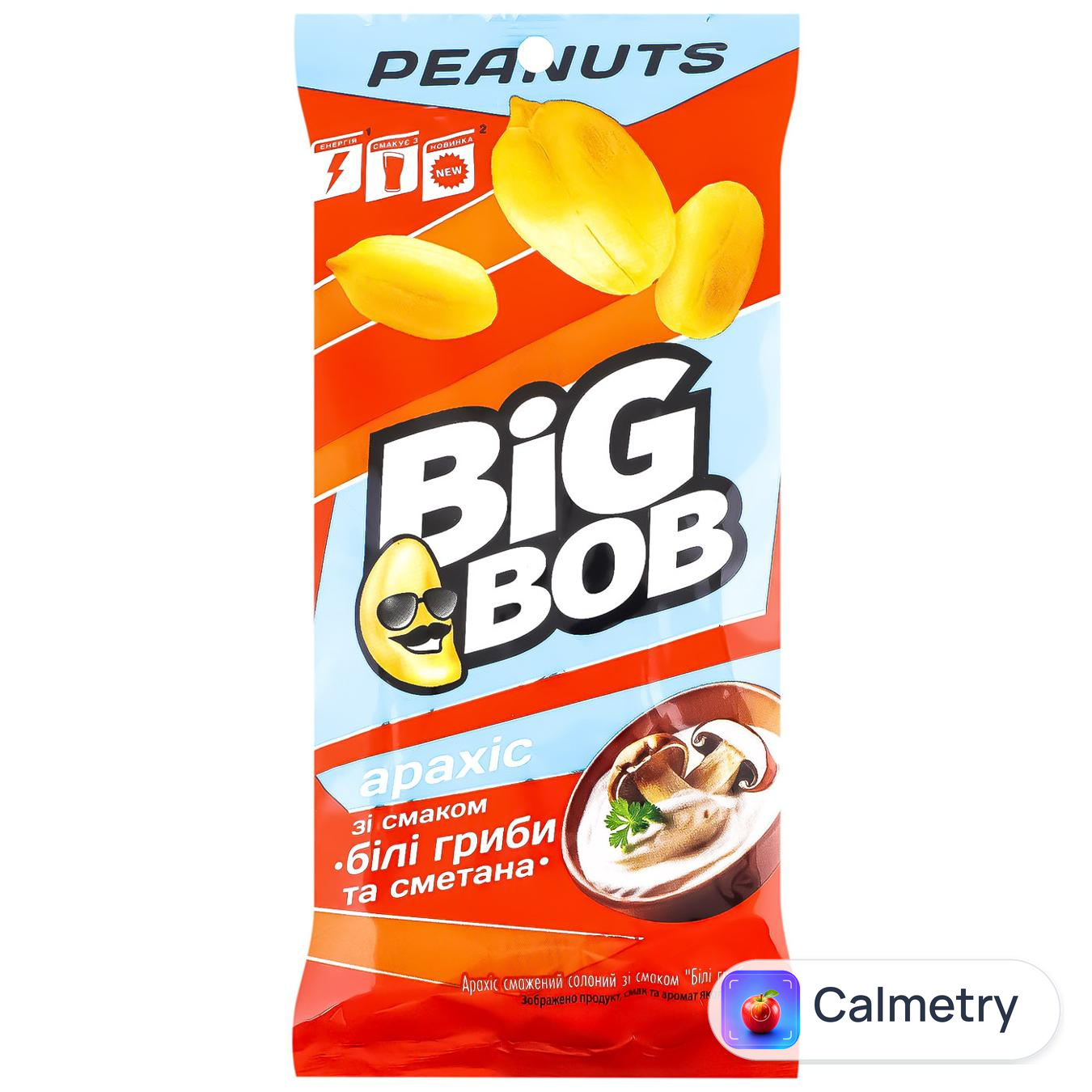 Арахіс Big Bob Білі гриби та сметана смажений солоний 60г — фото продукту