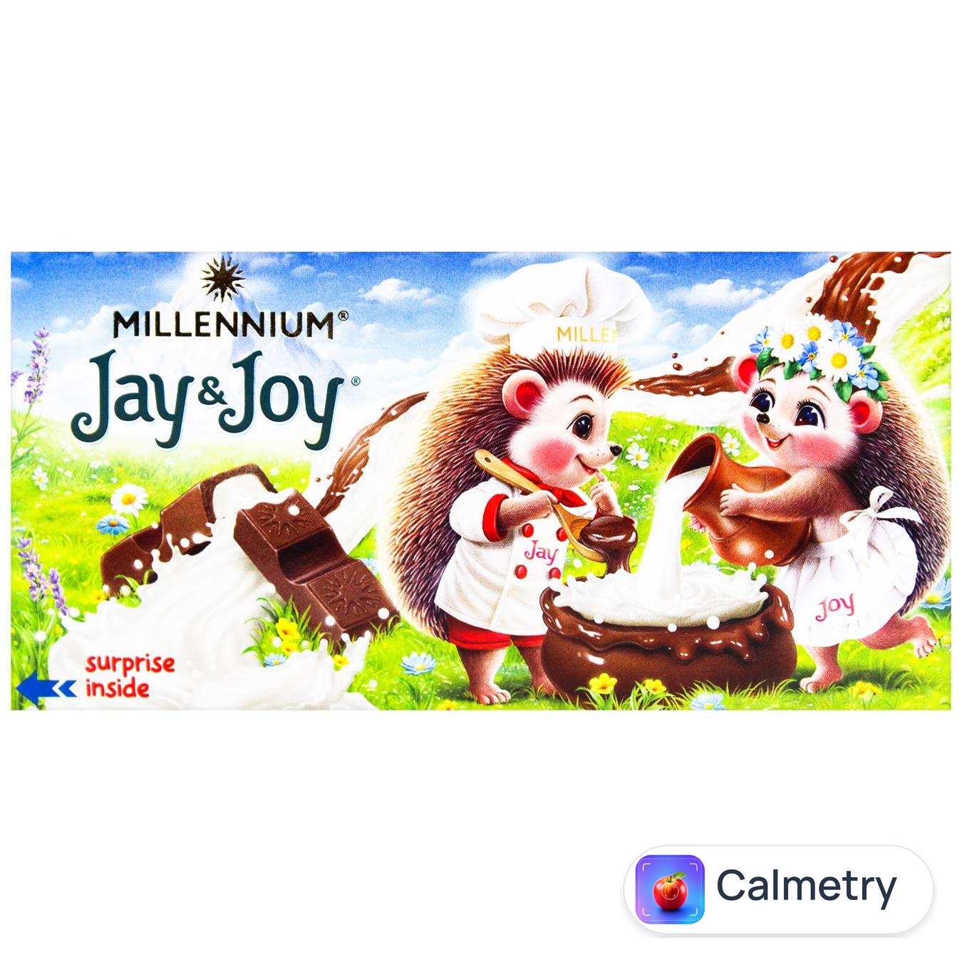 Шоколад молочний Jay&Joy з молочною начинкою 90г — фото продукту