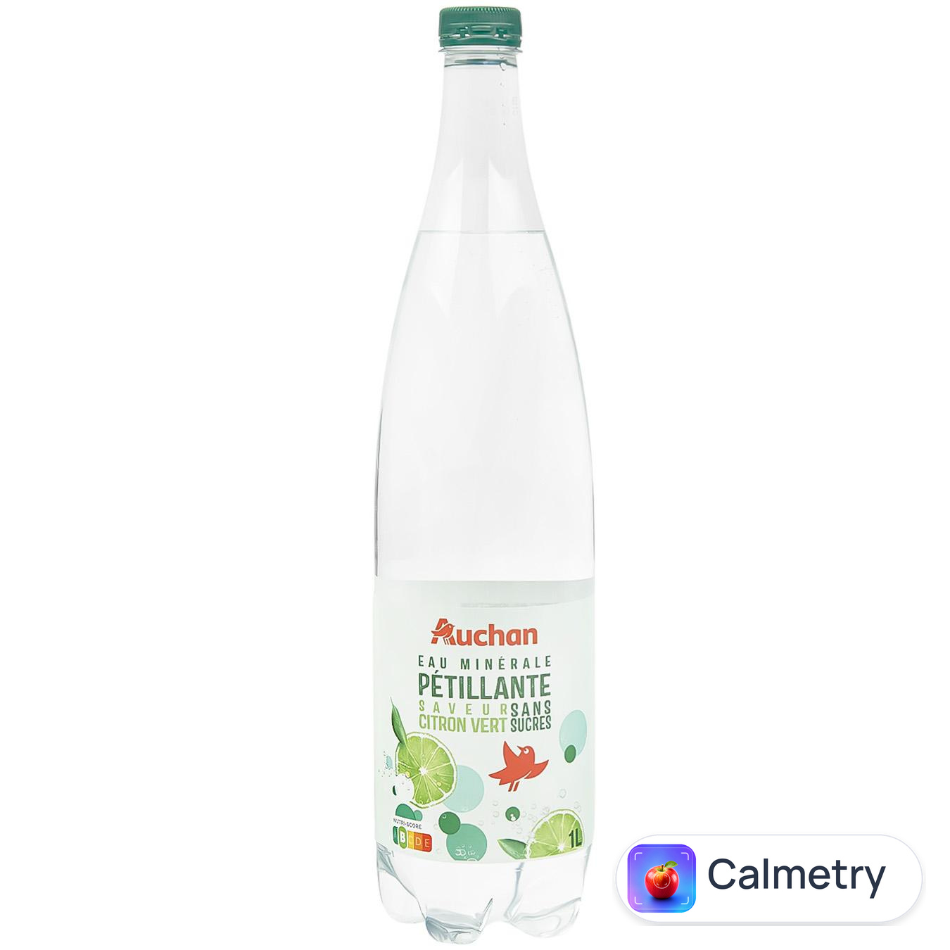 Вода мінеральна Auchan Лайм без цукру сильногазована 1л