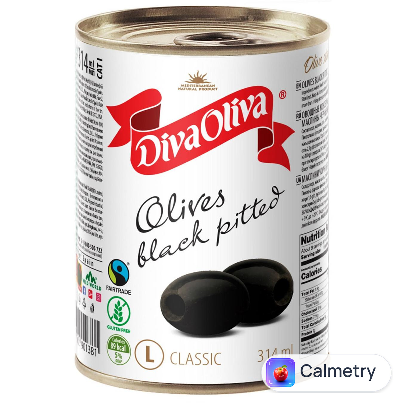 Маслини Diva Oliva L чорні без кісточки 314мл — фото продукту
