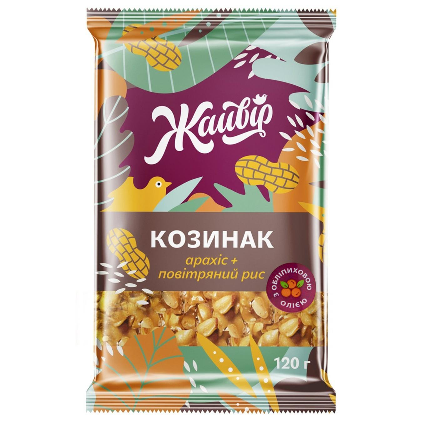 Козинак Жайвір арахісовий з повітряним рисом 120г — фото продукту