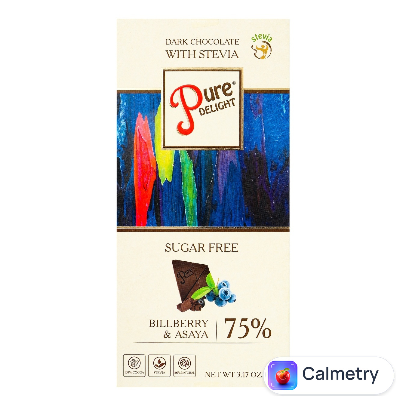 Шоколад Pure Delight чорний з лохиною та асаєю без цукру 75% 90г