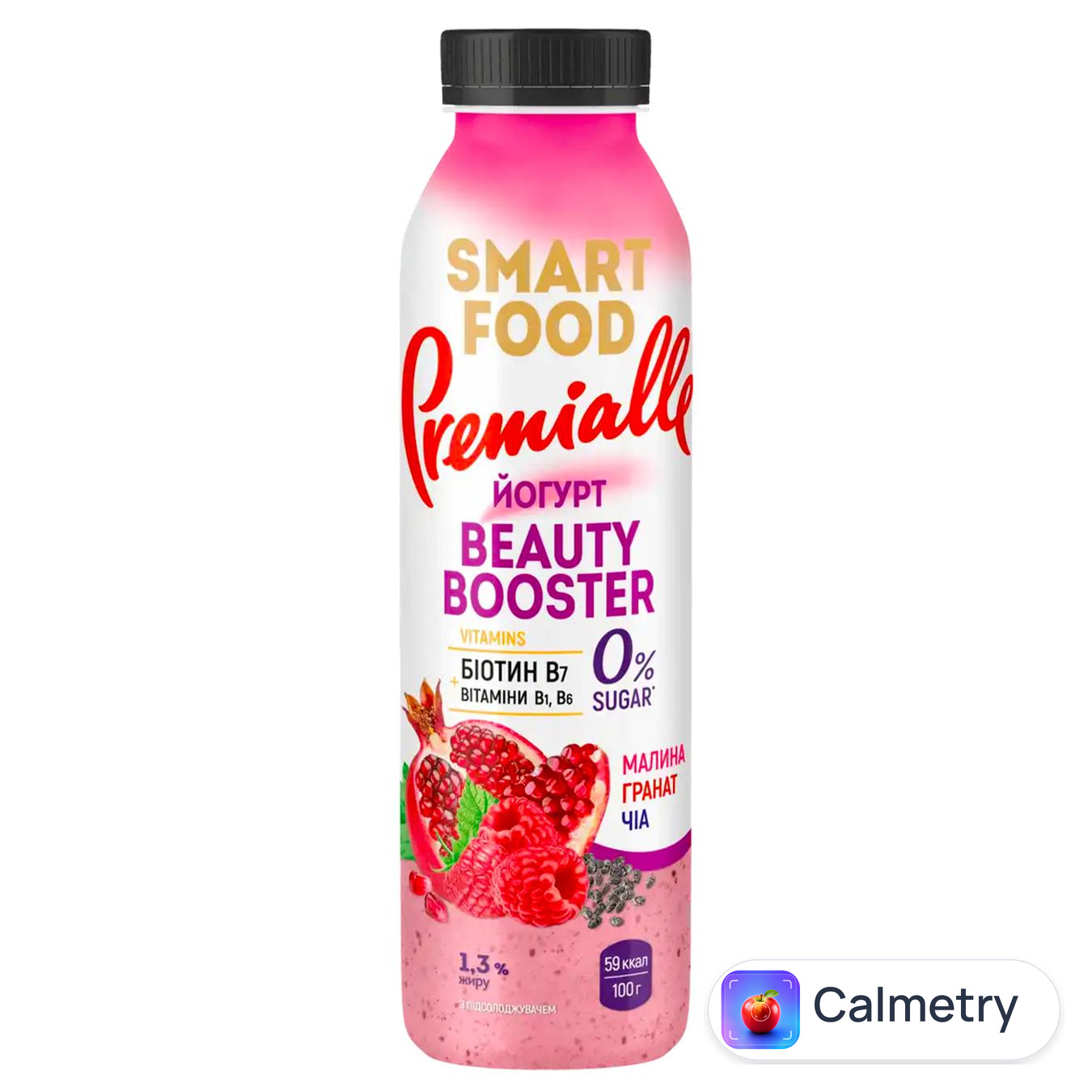 Йогурт Premialle Smart Food Вeauty Booster малина-гранат-чіа 1,3% 290г