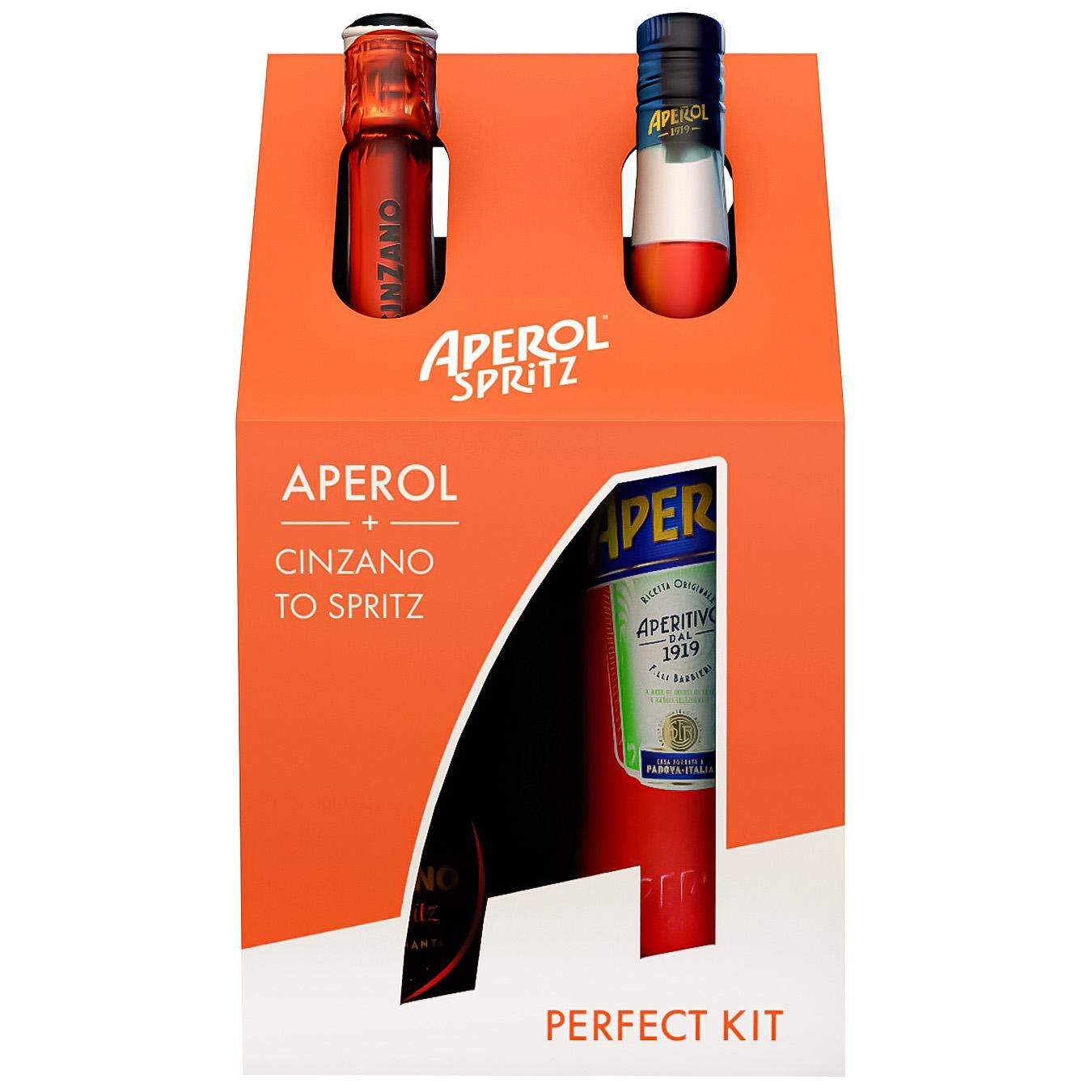 Набір Аперитив Aperol Aperitivo 0,7л + Вино ігристе Cinzano To Spritz біле сухе 0,75л — фото продукту