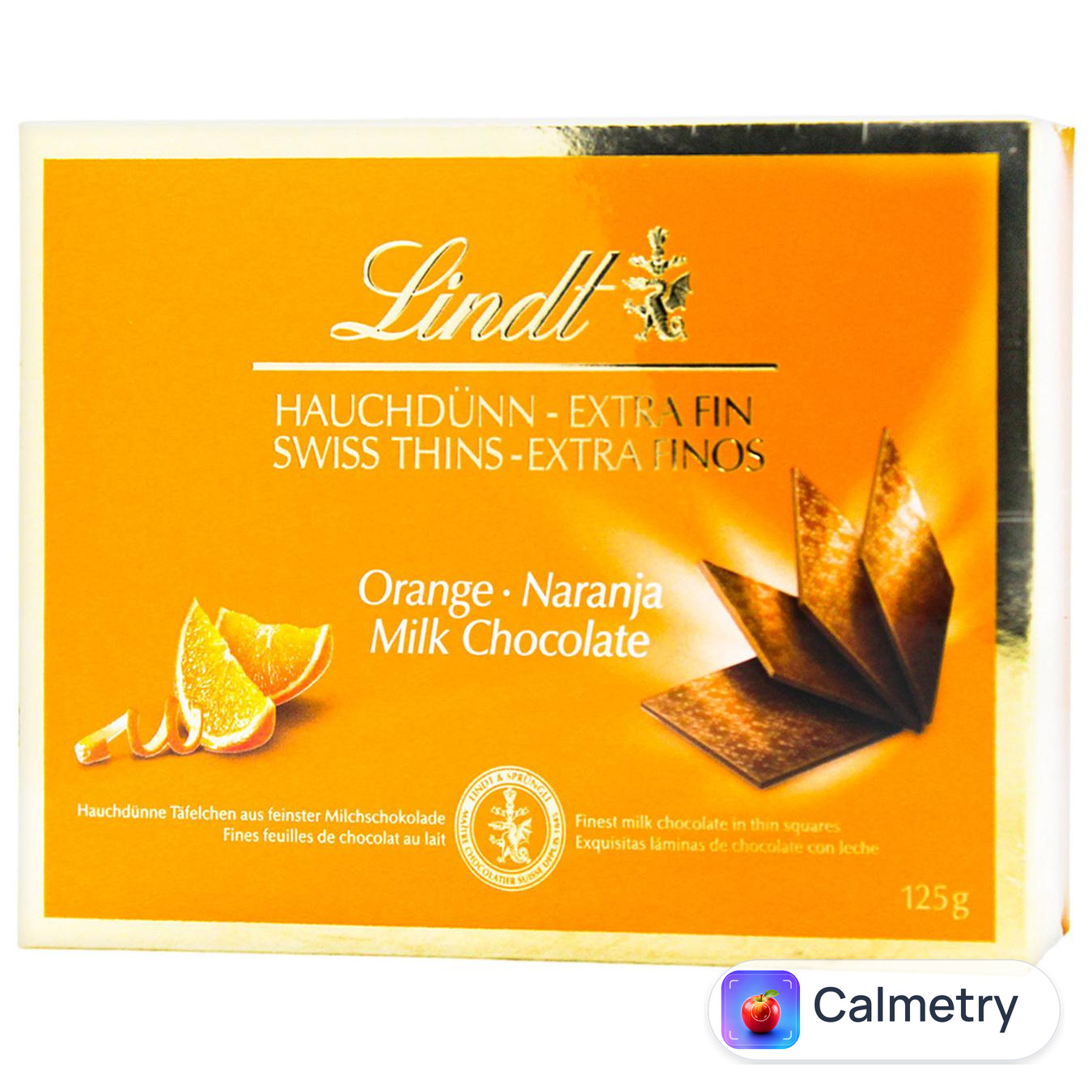 Шоколад молочний Lindt зі смаком апельсина в тонких пластинках 125г