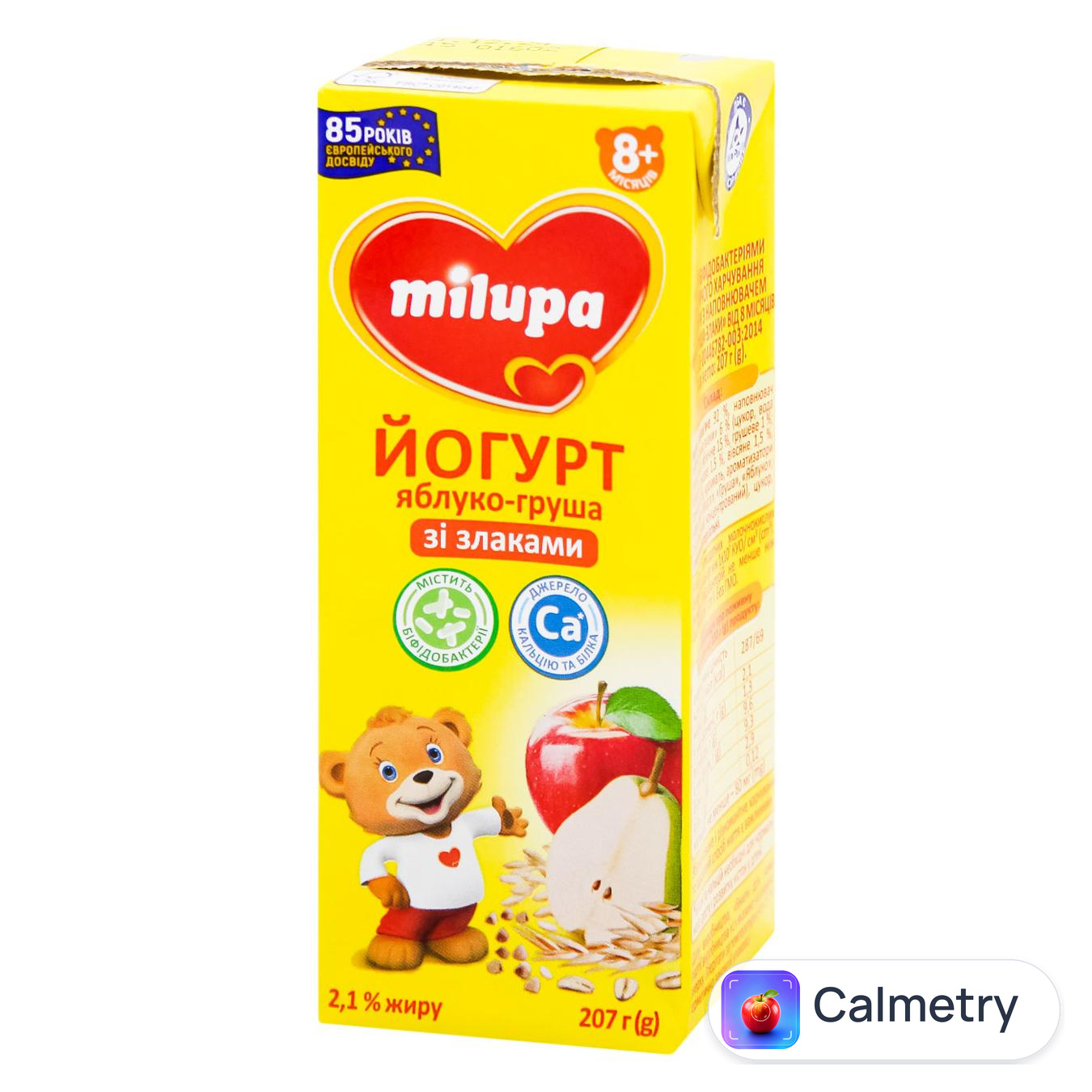 Йогурт Milupa яблуко-груша-злаки з 8 місяців 2,1% 207г