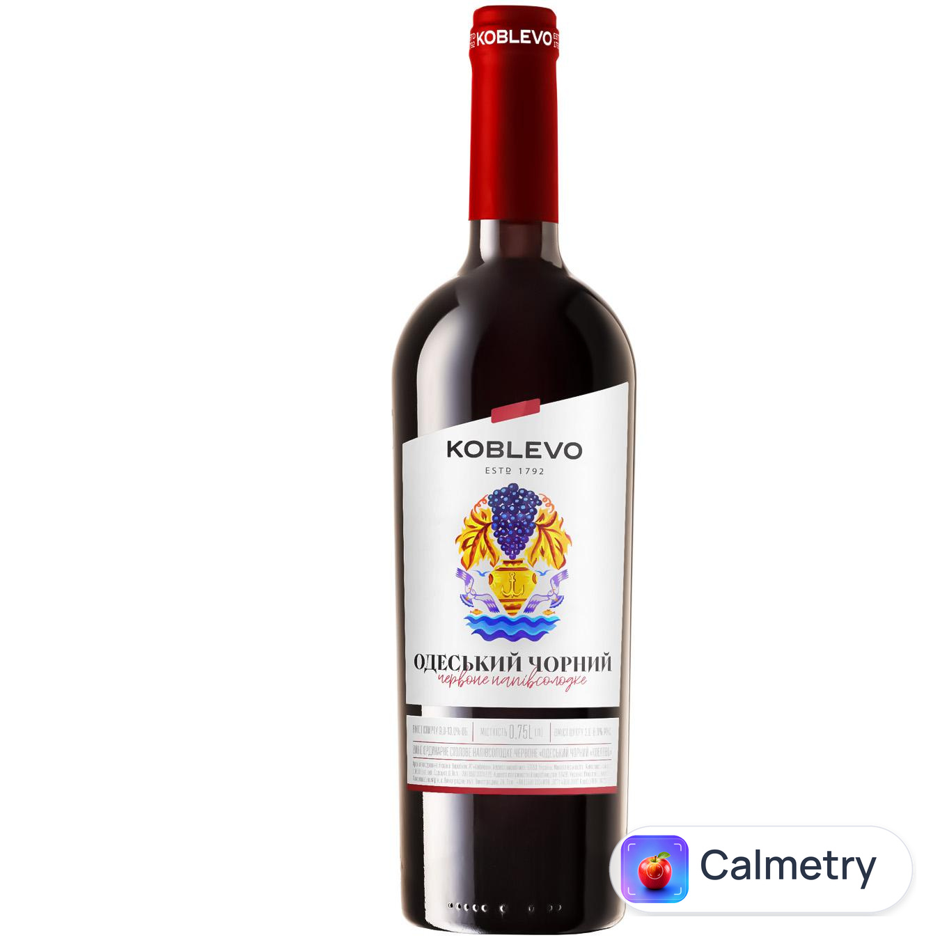 Вино Koblevo Одеський Чорний червоне напівсолодке 9-13% 0,75л — фото продукту