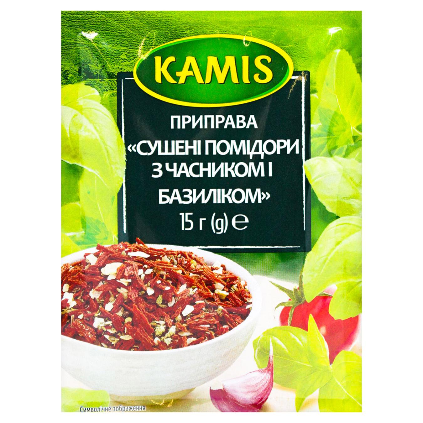 Приправа Kamis Сушені помідори з часником і базиліком 15г — фото продукту