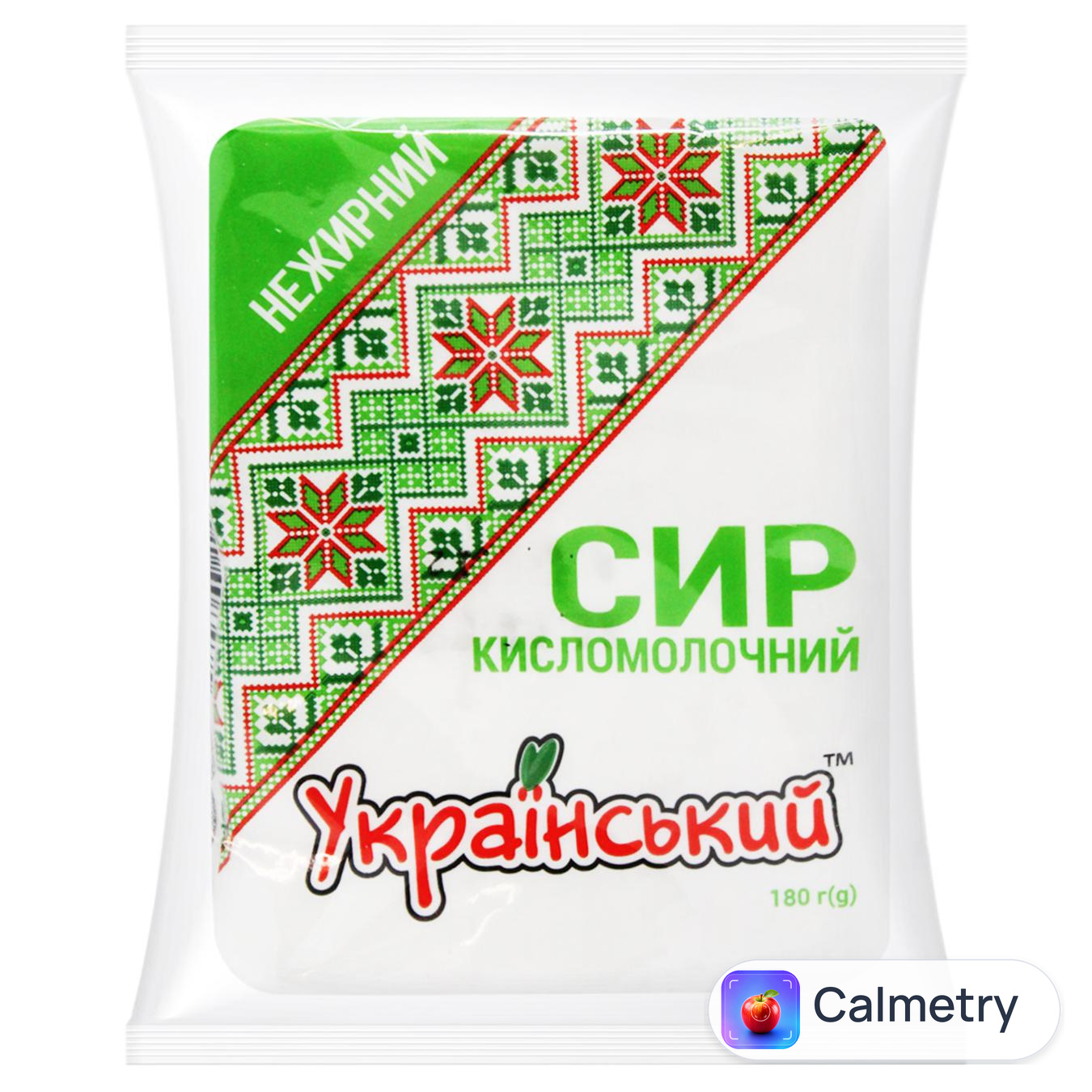 Сир кисломолочний Український нежирний 180г — фото продукту