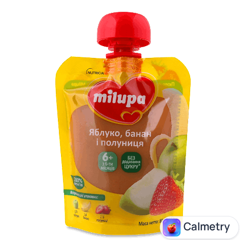 Пюре Milupa яблуко-банан-полуниця, 80г