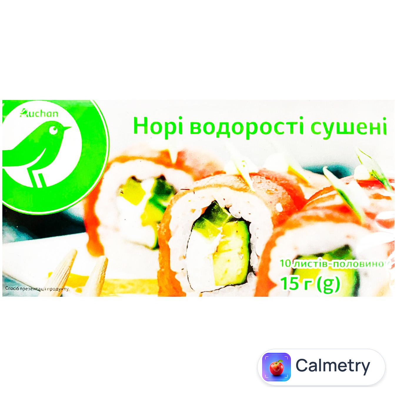 Водорості норі Auchan сушені 10 листів-половинок 15г