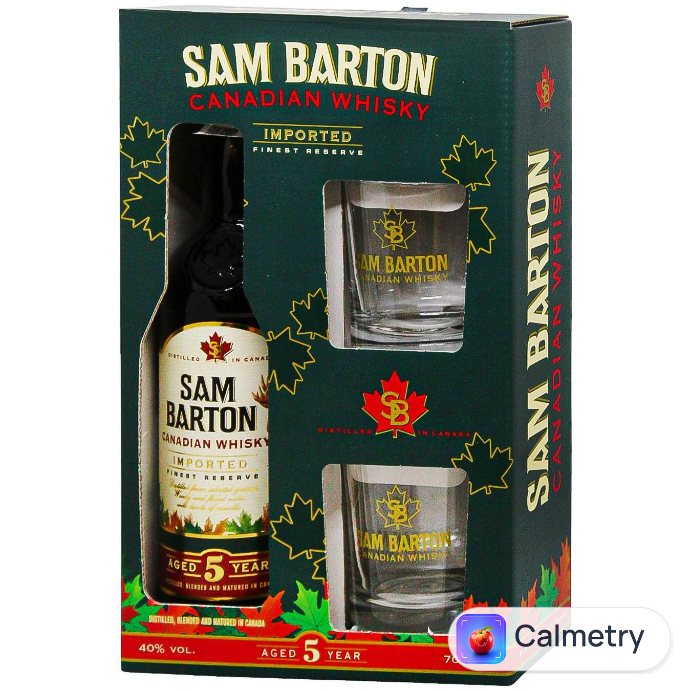 Віскі Sam Barton Canadian Whisky 5 років 40% 0,7л та 2 стакани