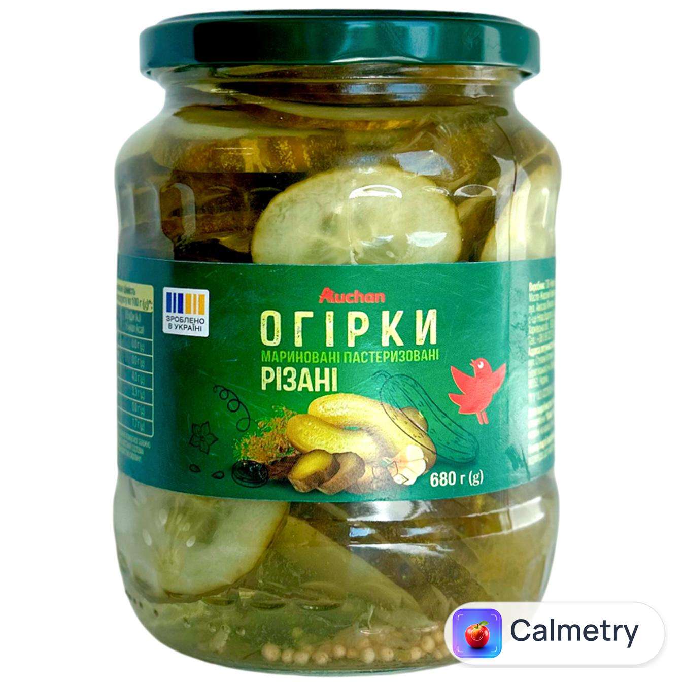 Огірки Auchan мариновані різані 680г