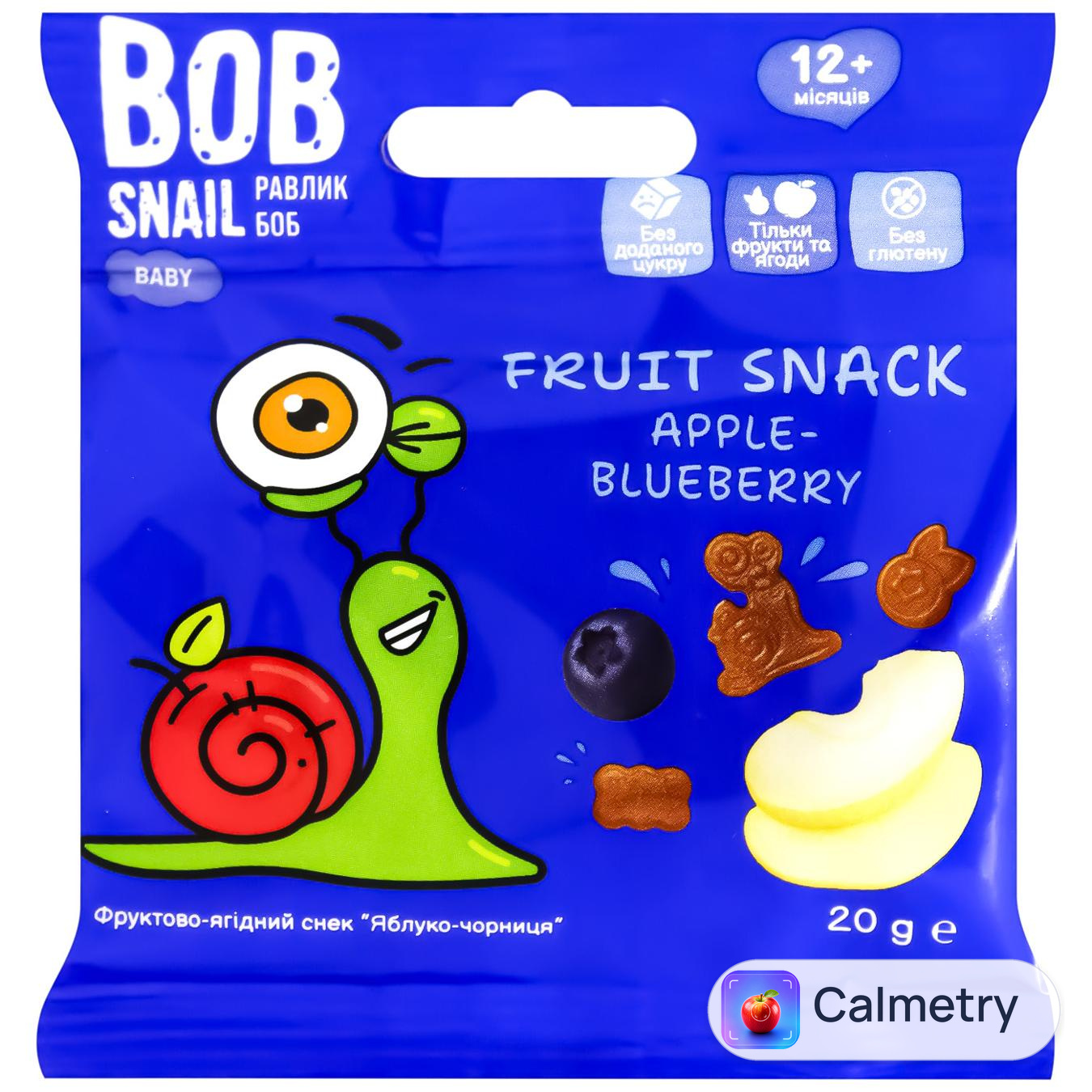 Снек фруктово-ягідний Bob Snail яблуко-чорниця 20г