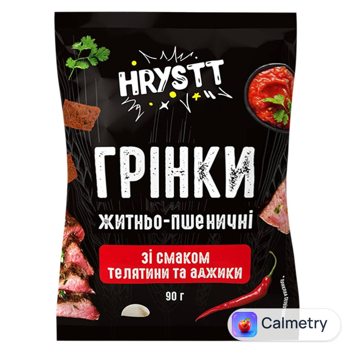 Грінки Hrystt житньо-пшеничні зі смаком телятини та аджики 90г