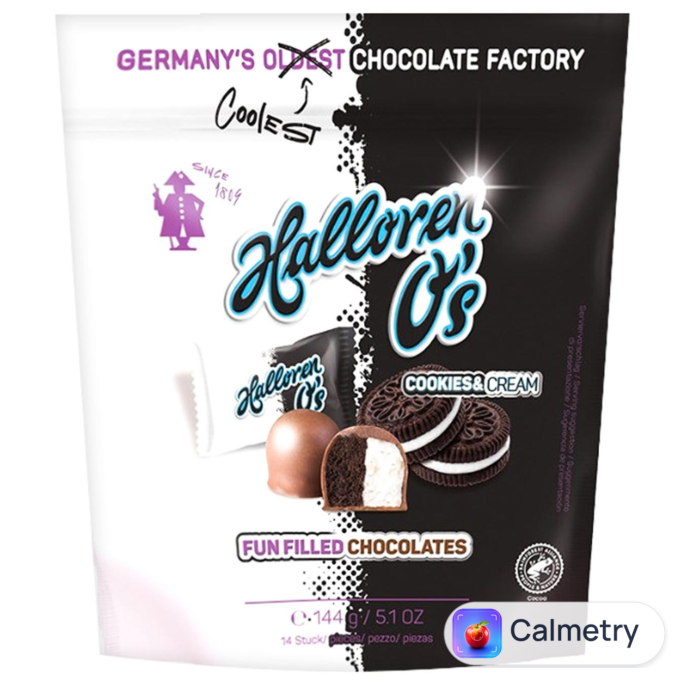 Цукерки Halloren O's Cookies & Cream в молочному шоколаді 144г