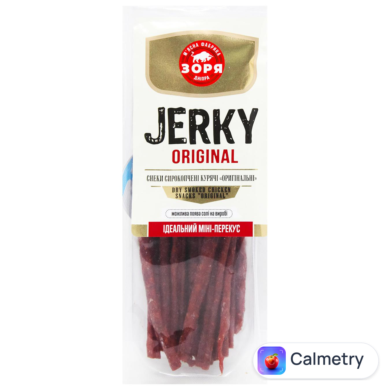 Снеки курячі Зоря Дніпра Jerky Original сирокопчені 100г