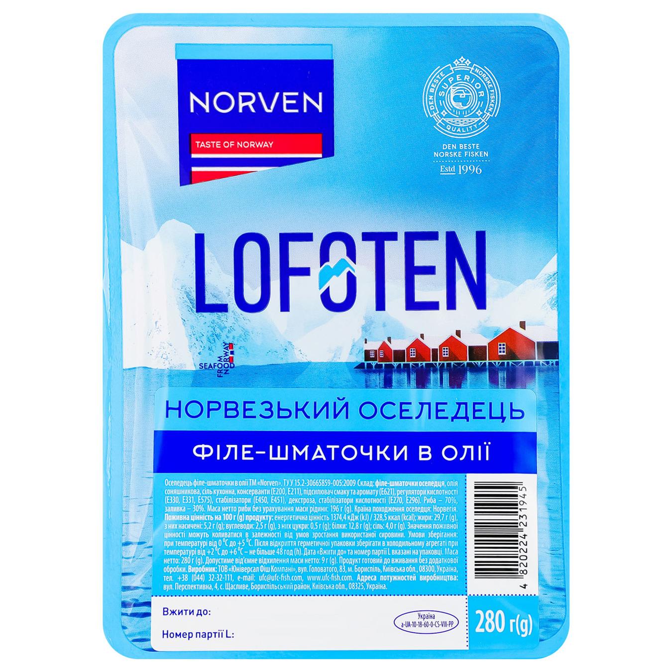 Оселедець Norven Lofoten в олії 280г — фото продукту