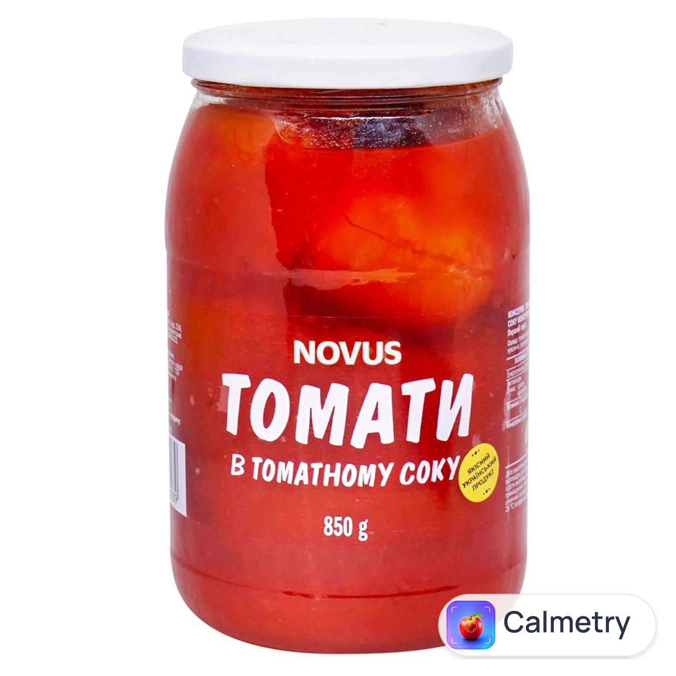 Помідори Novus неочищені в томатному соку 850г — фото продукту