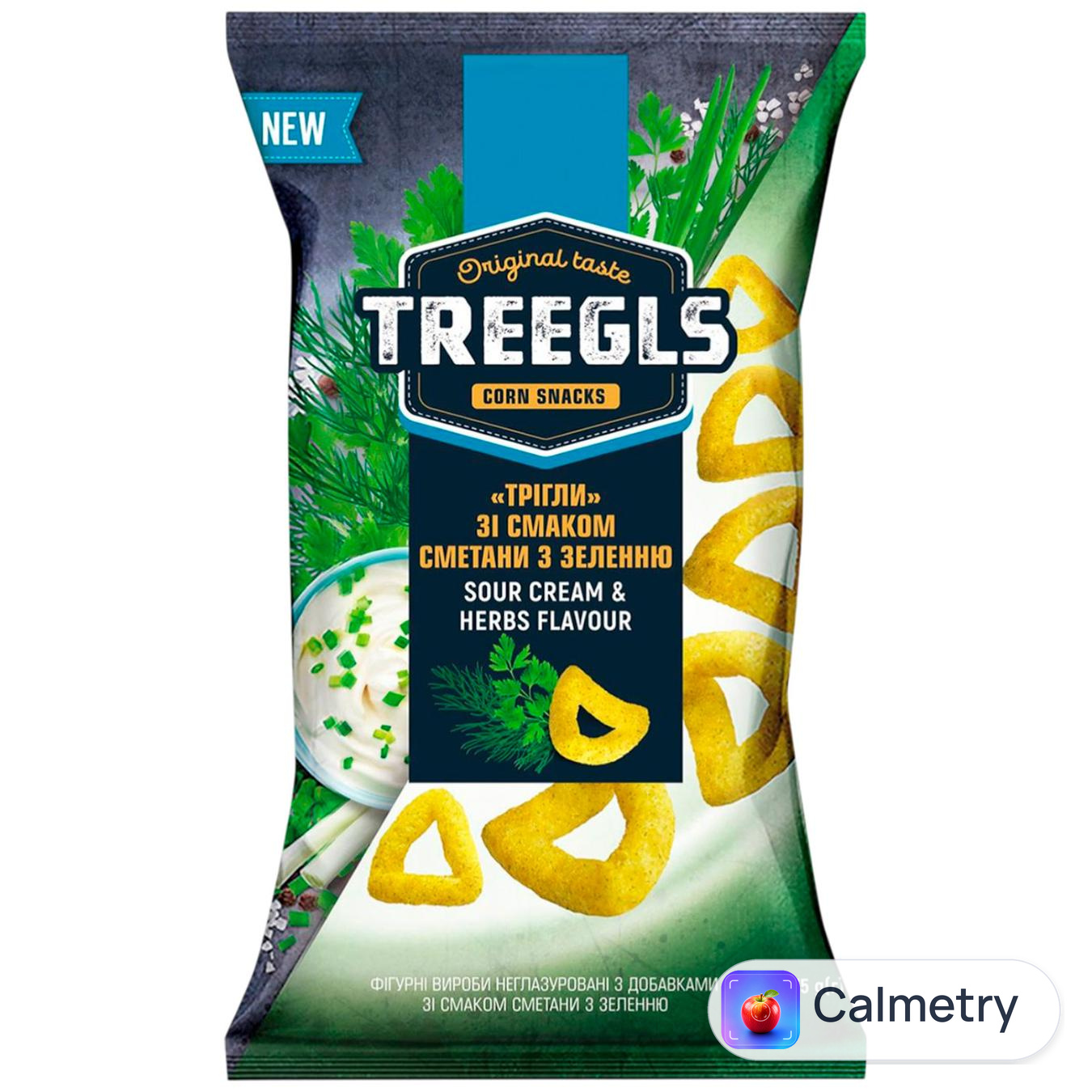 Снеки кукурудзяні Treegls зі сметаною з зеленню 75г