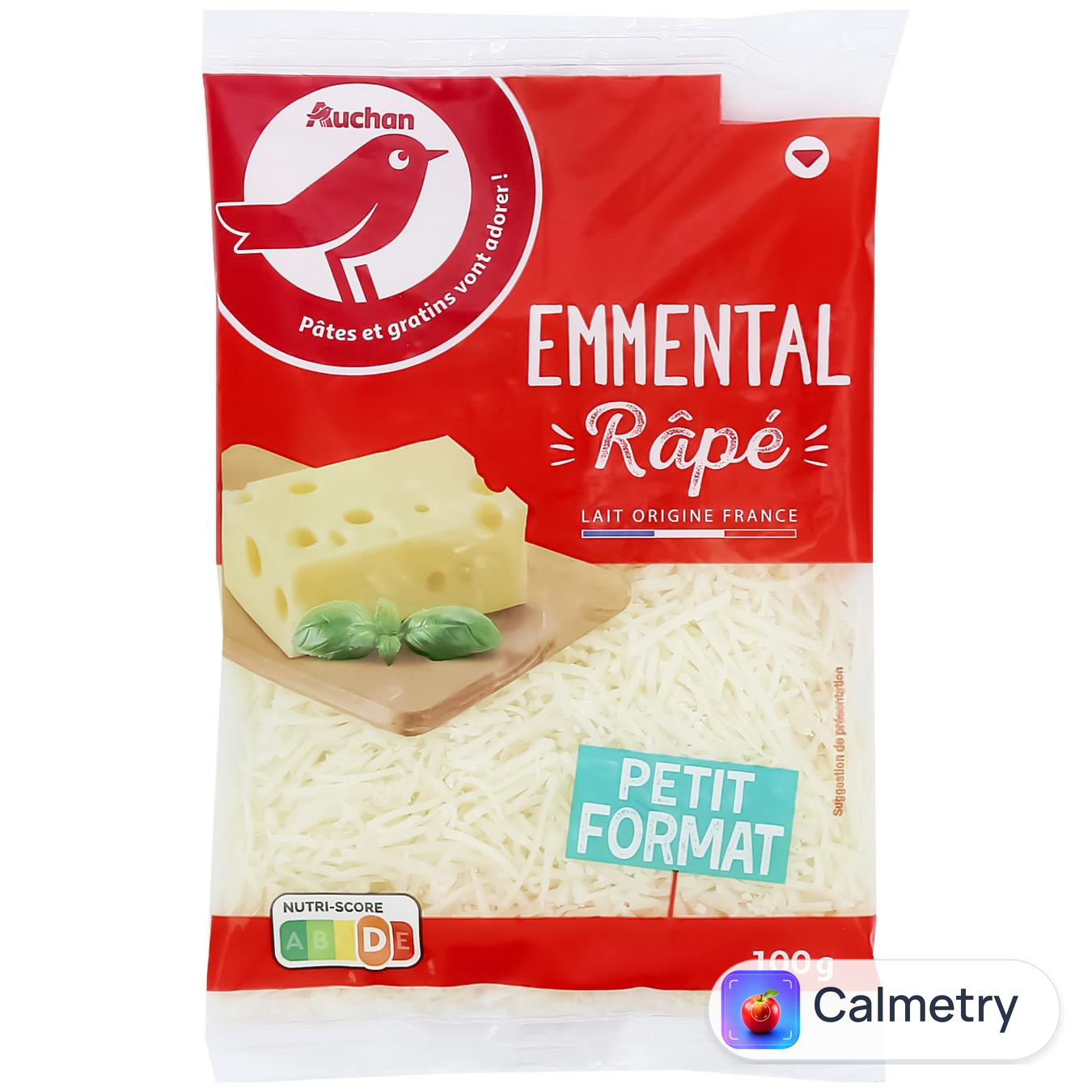 Сир Auchan Емменталь тертий 100г
