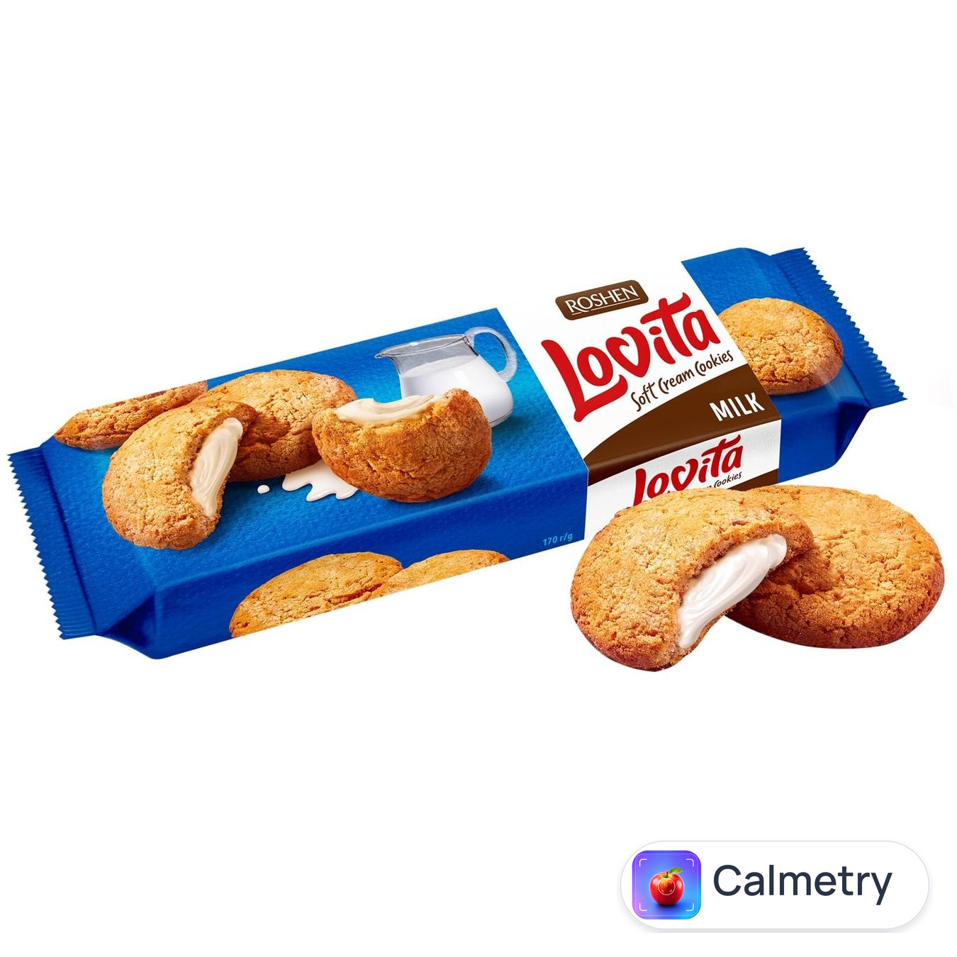 Печиво Roshen Lovita Soft Cream Cookies з молочною начинкою 127г — фото продукту