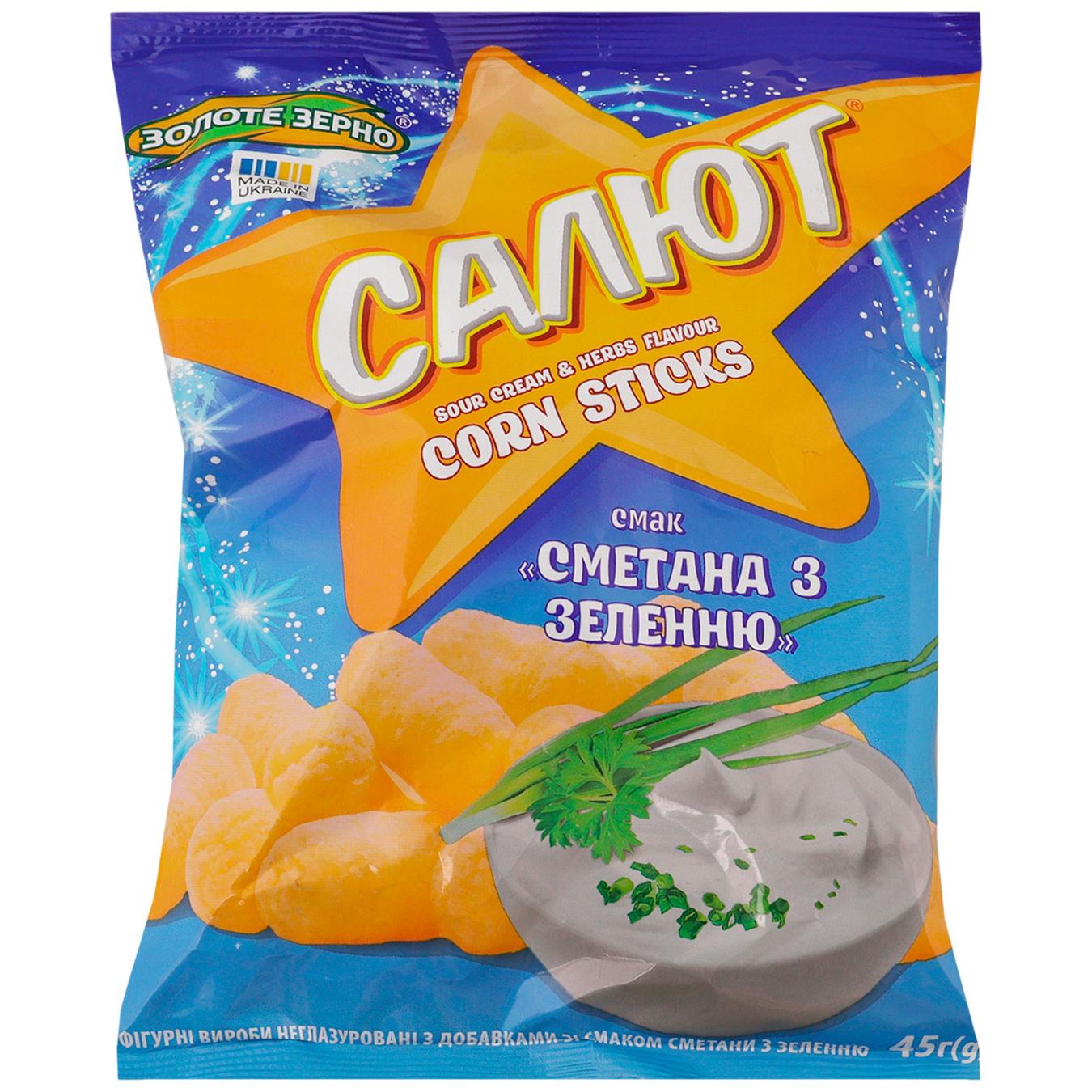Палички кукурудзяні Золоте Зерно Салют зі сметаною 45г — фото продукту
