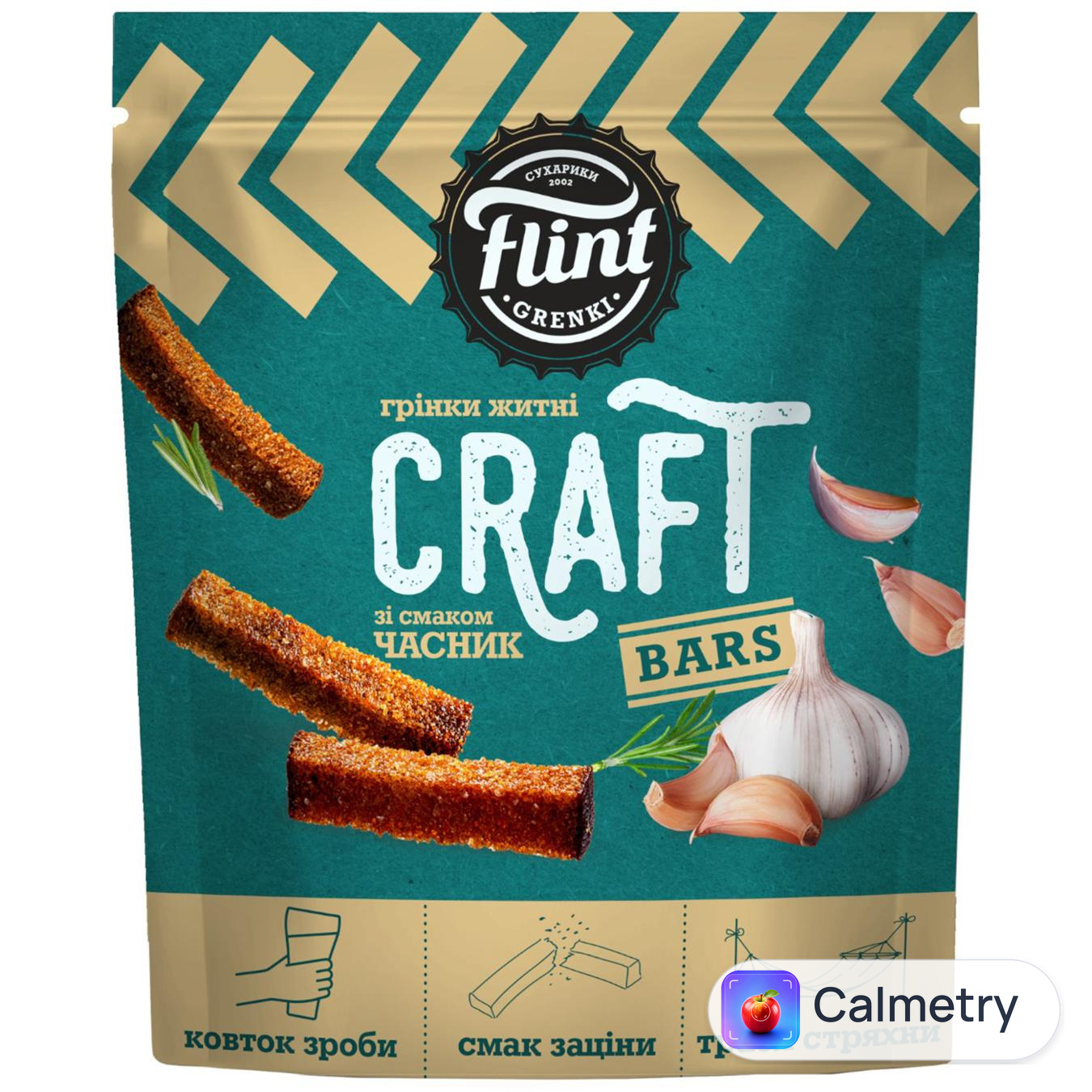 Грінки Flint Craft житньо-пшеничні зі смаком Часник 90г