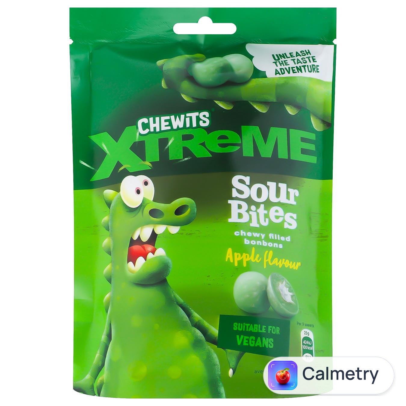 Цукерки жувальні Chewits Xtreme Sour Bites Apple 115г — фото продукту