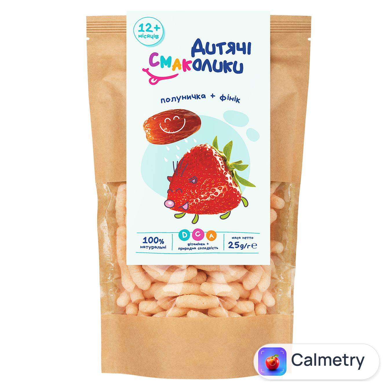 Палички круп'яні Дитячі Смаколики полуниця-фінік 25г — фото продукту
