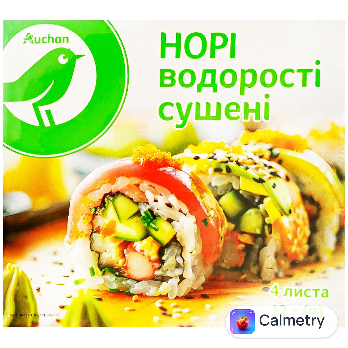 Водорості норі Auchan сушені 4 листа 12г