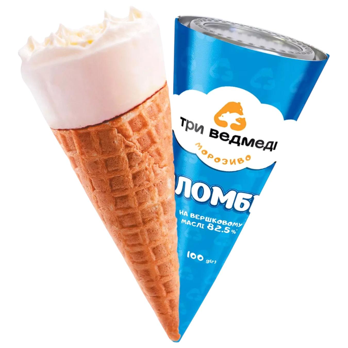 Морозиво Три Ведмеді Пломбір на вершковому маслі 100г — фото продукту