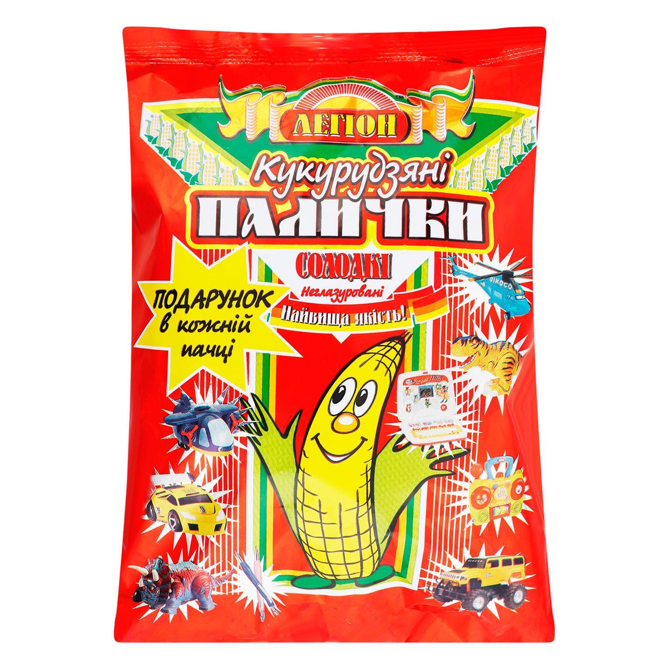 Палички кукурудзяні Легіон солодкі неглазуровані з сюрпризом 30г — фото продукту