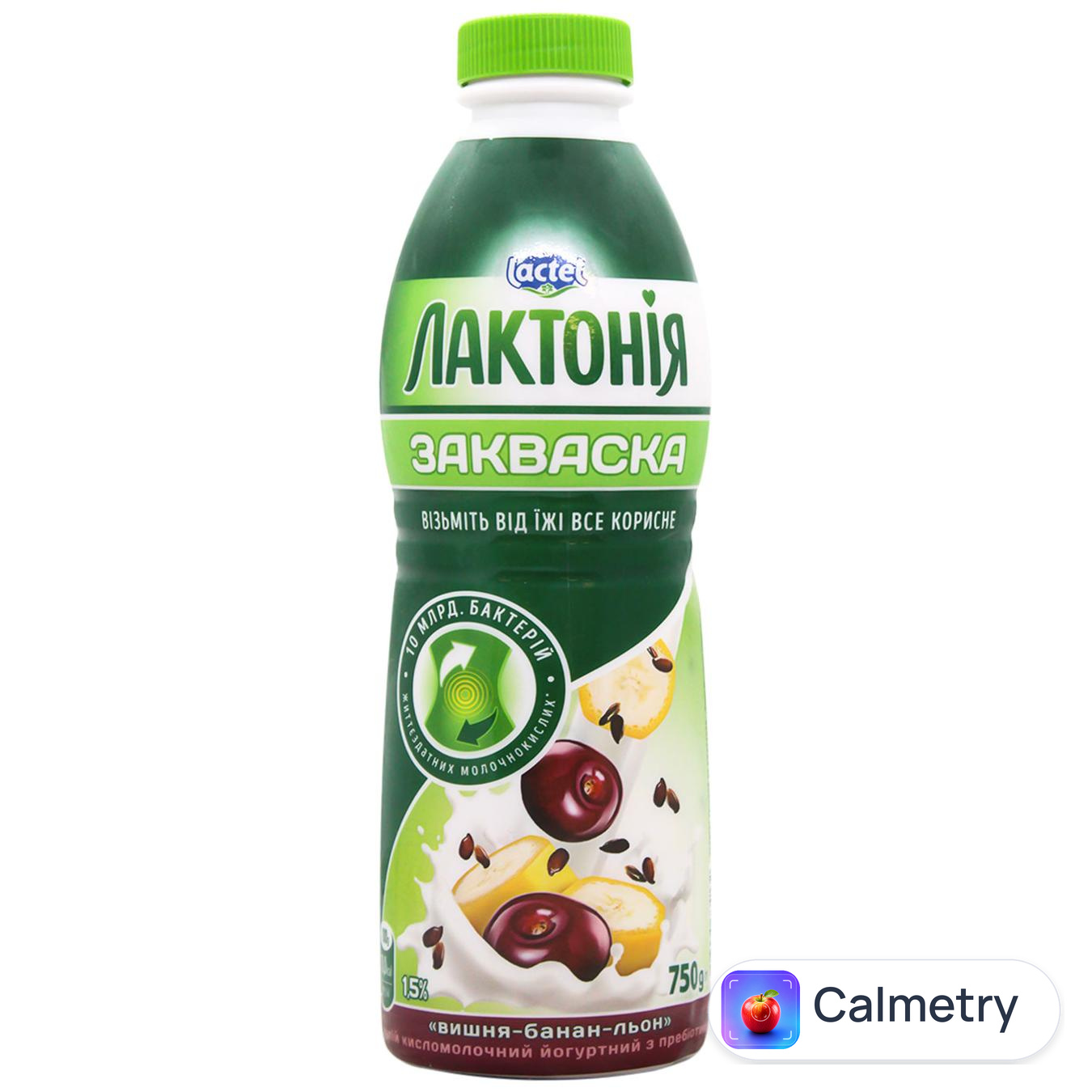 Закваска Лактонія вишня-банан-льон 1,5% 750г — фото продукту