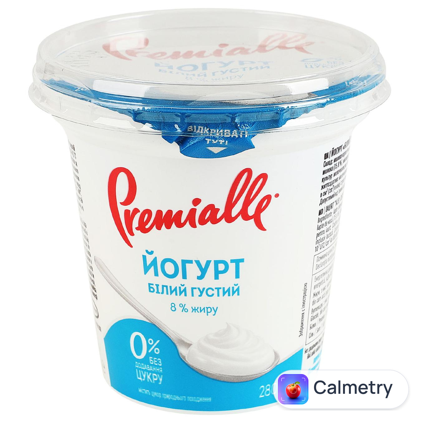 Йогурт Premialle Білий густий без цукру 8% 280г