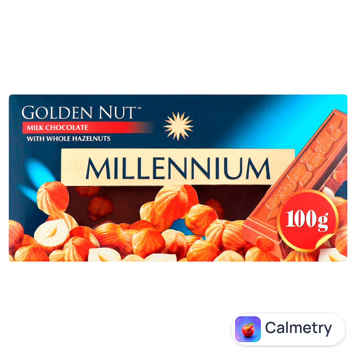 Шоколад молочний Millennium Golden Nut з цілими лісовими горіхами 100г