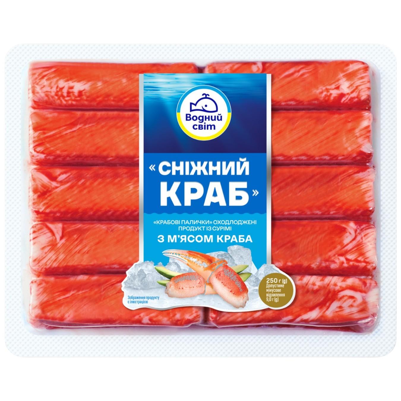 Крабові палички Водний Світ Сніжний краб охолоджені 250г — фото продукту
