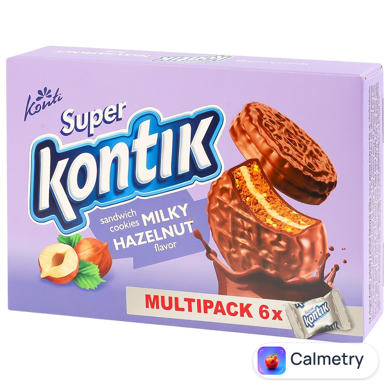 Печиво-сендвіч Konti Super Kontik зі смаком фундука молочний 6х45г