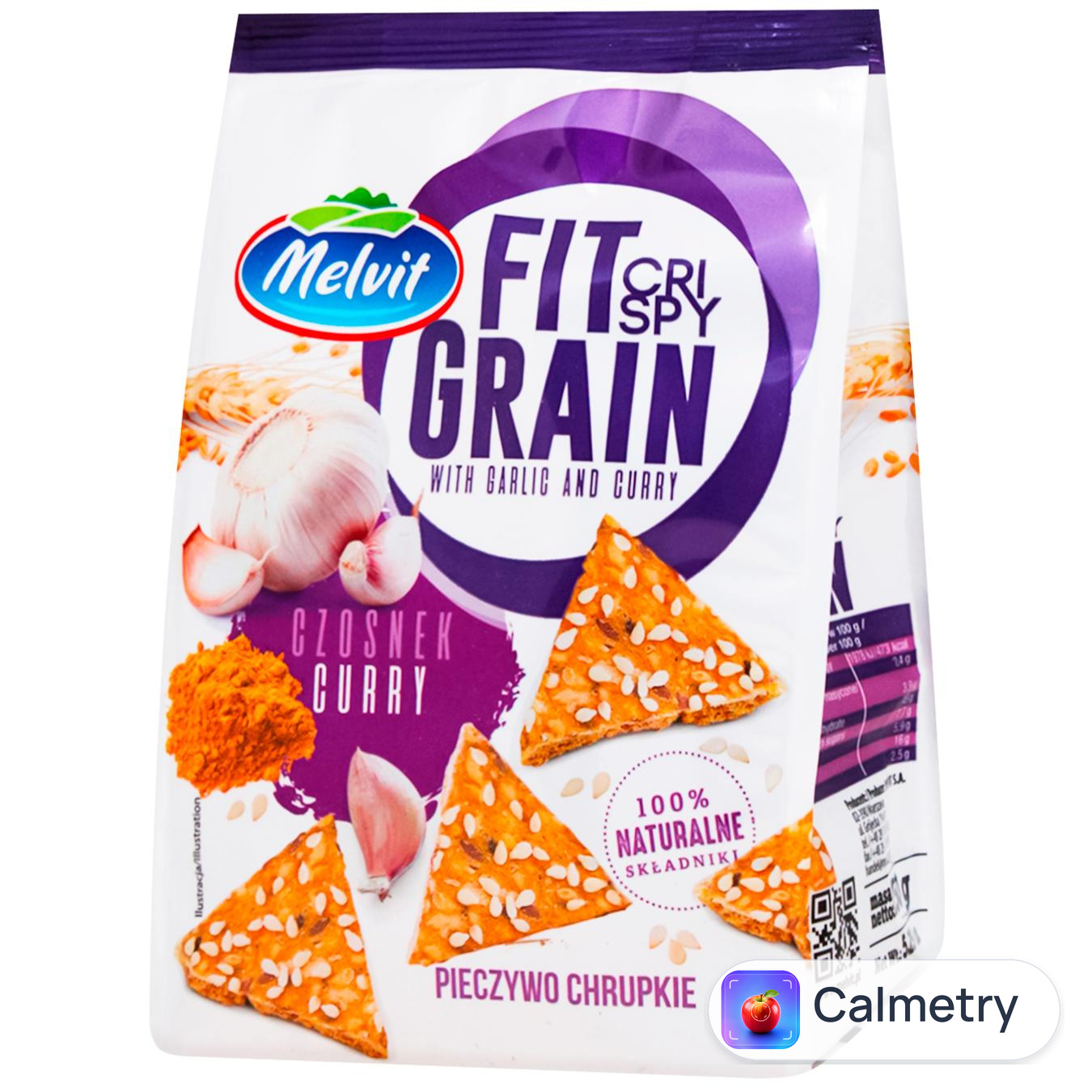 Хлібці Melvit Fit Grain хрусткі з кунжутом, часником та каррі 150г
