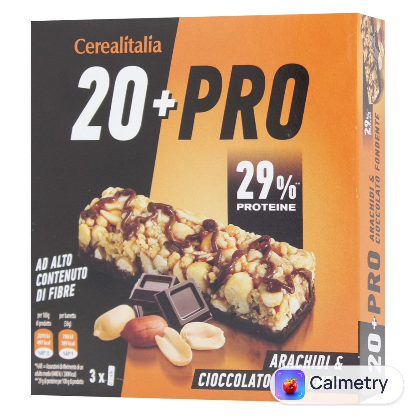 Батончик Cerealitalia 20+Pro зерновий з арахісом та чорним шоколадом 114г