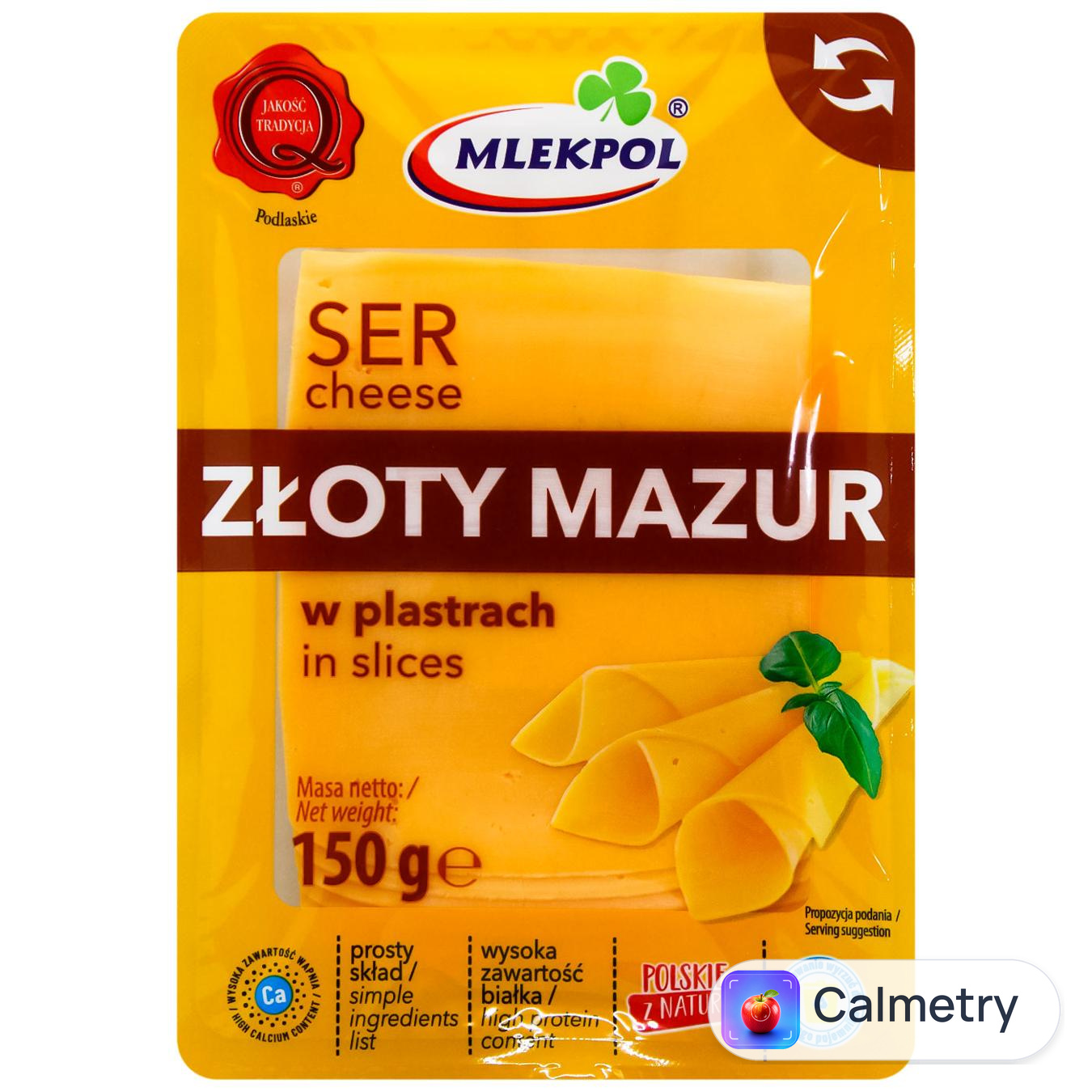 Сир Mlekpol Злотий Мазур нарізка 45% 150г