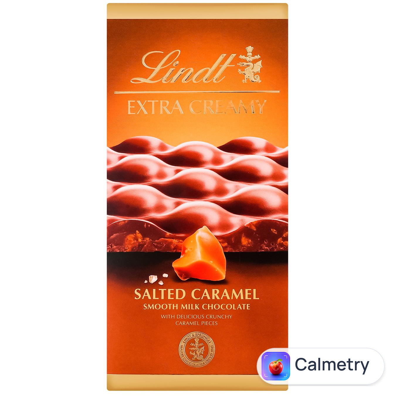 Шоколад молочний Lindt Exra Creamy із солоною карамеллю 80г — фото продукту