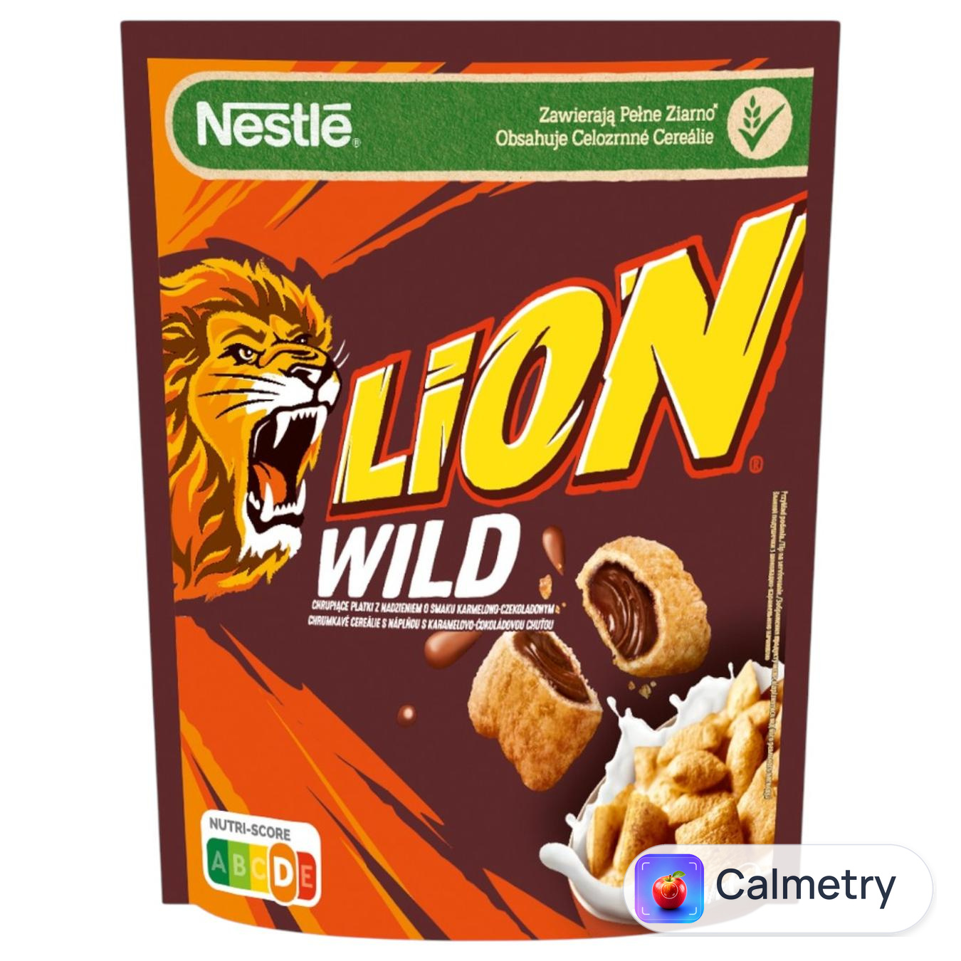 Сніданок сухий NESTLE® LION® Wild Crush подушечки з карамеллю 350г — фото продукту