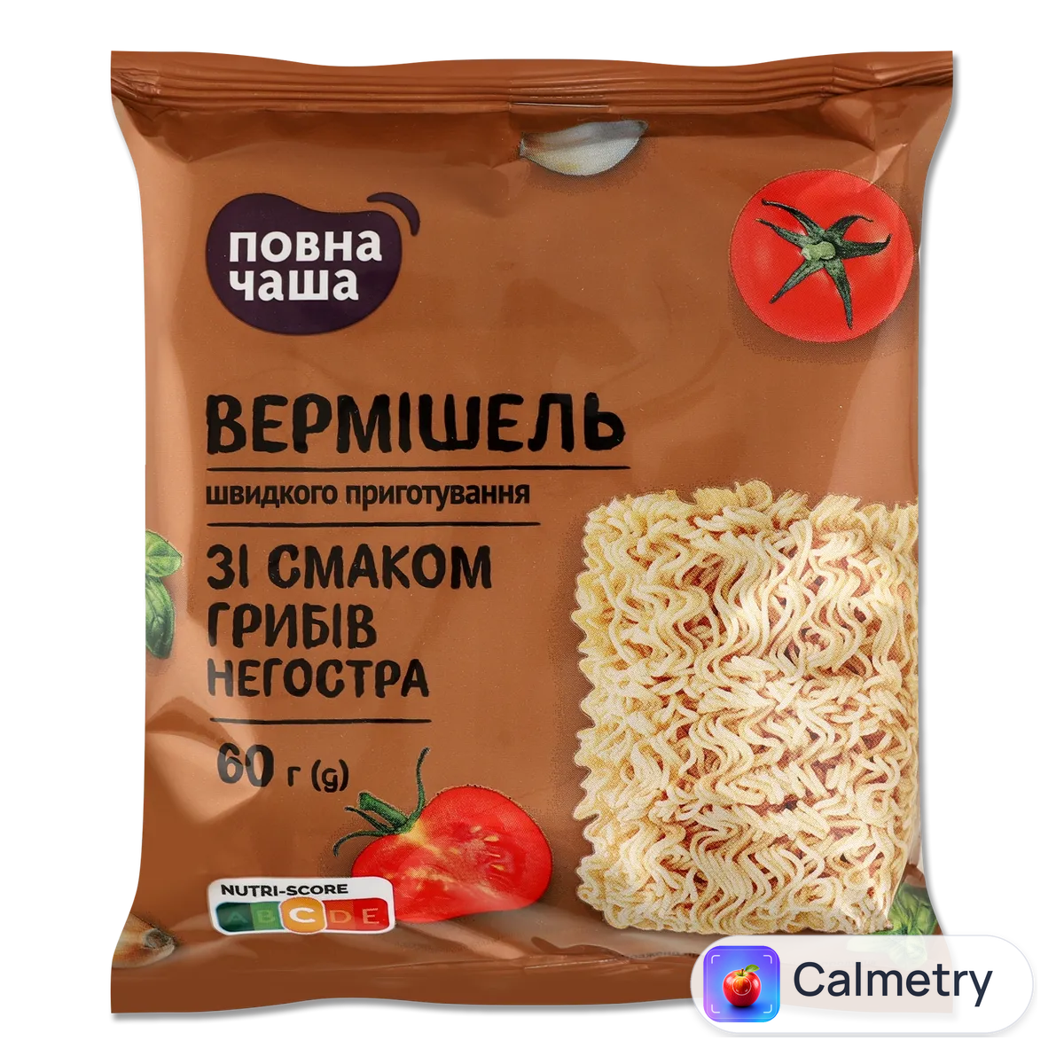 Вермішель швидкого приготування «Повна Чаша»® зі смаком грибів негостра 60г