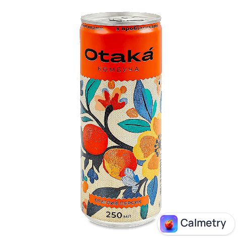 Напій Otaka Комбуча Стиглий персик безалкогольний сильногазований з/б, 250мл