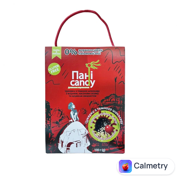 Конфети з темного шоколаду без цукру ПаніCandy з цілою вишнею, насінням сезаму та хрумким амарантом, Healthy Generation